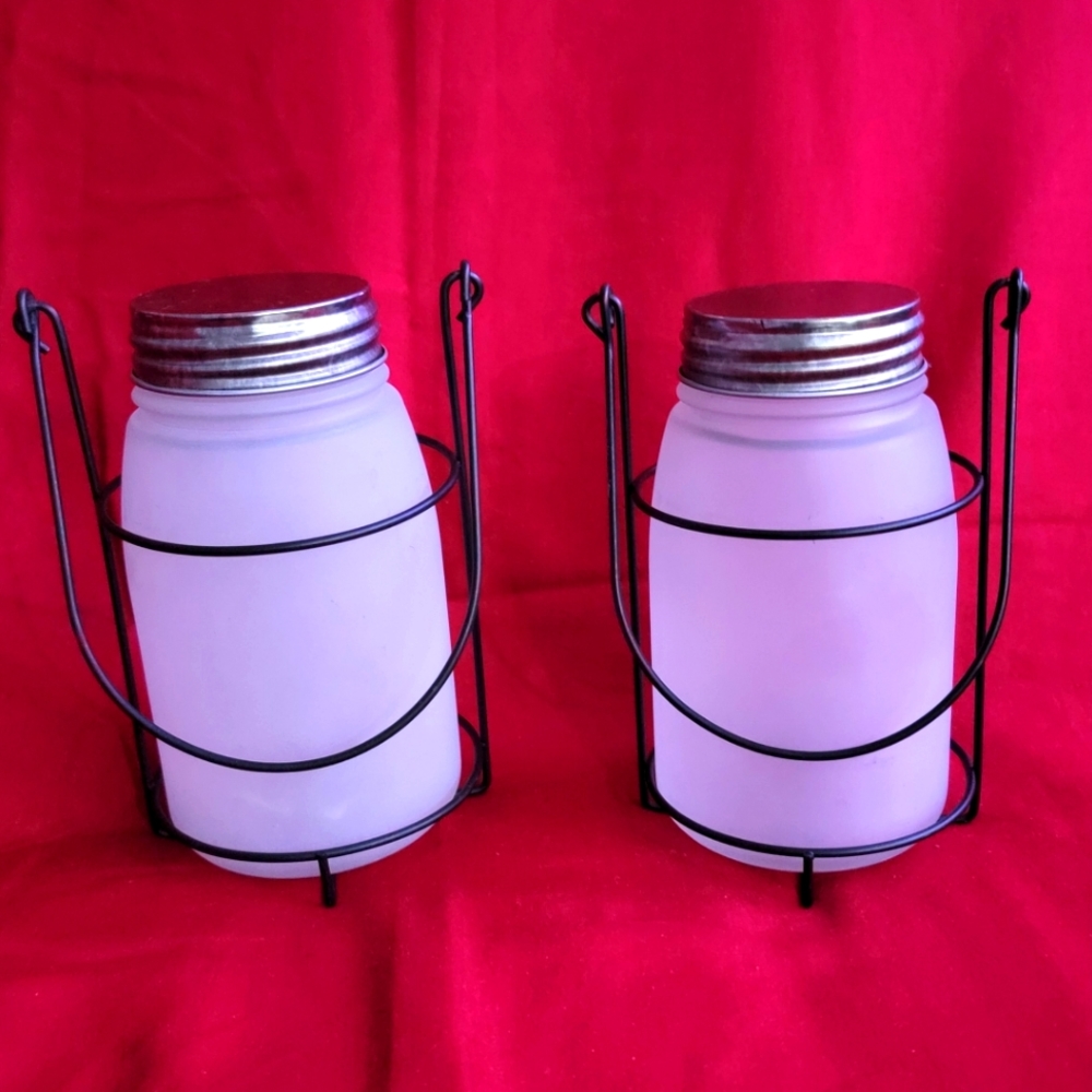 🌛🕯🌛🕯NWOT Rae Dunn Frosted Mason jar hanging metal Lanterns🕯🌛🕯🌛 - Picture 4 of 12